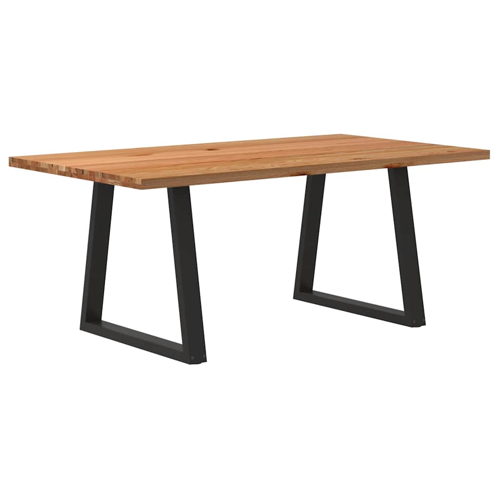 Eettafel Rechthoekig 180X90X74 Cm Massief Eikenhout Lichtbruin Zwart