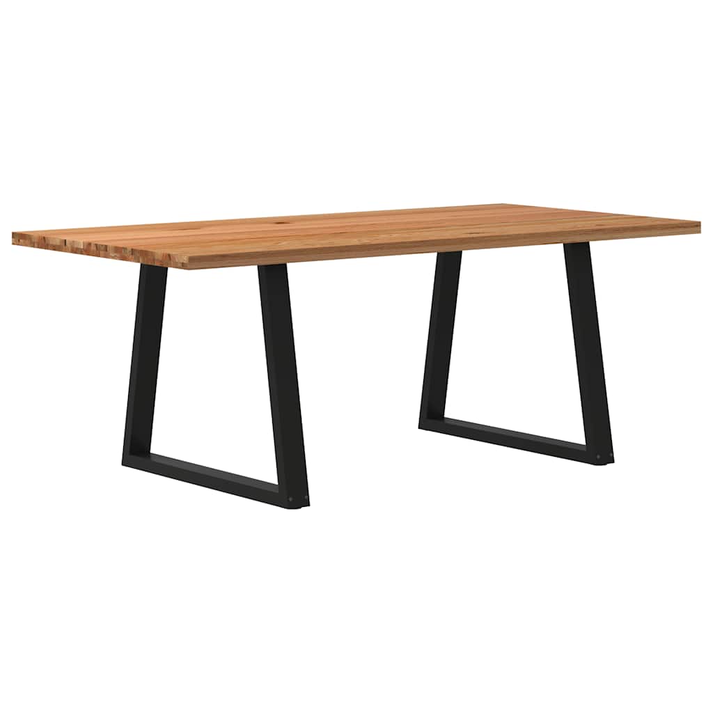 Eettafel Rechthoekig 180X90X74 Cm Massief Eikenhout Lichtbruin Zwart