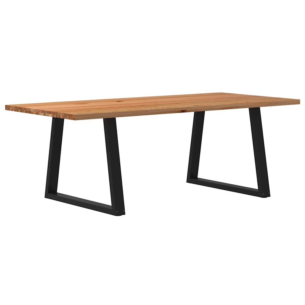 Eettafel Rechthoekig 180X90X74 Cm Massief Eikenhout Lichtbruin Zwart