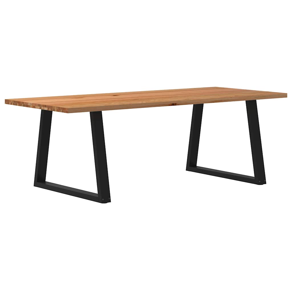Eettafel Rechthoekig 180X90X74 Cm Massief Eikenhout Lichtbruin Zwart