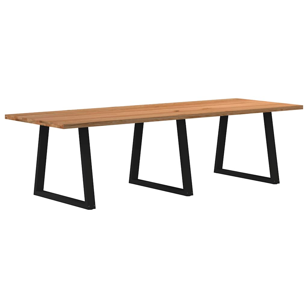 Eettafel Rechthoekig 180X90X74 Cm Massief Eikenhout Lichtbruin Zwart
