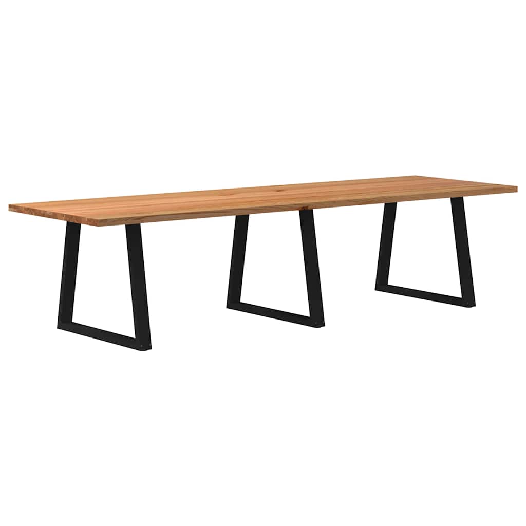 Eettafel Rechthoekig 180X90X74 Cm Massief Eikenhout Lichtbruin Zwart