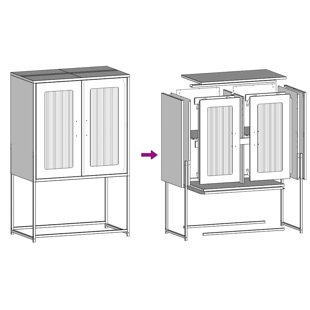 Hoge Kast 68X39X107 Cm Staal Kleurig