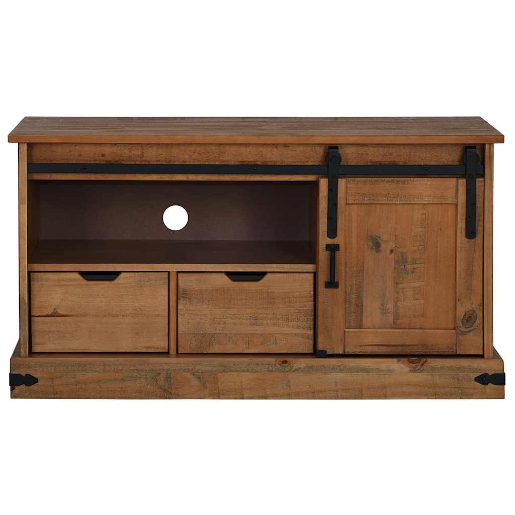 Tv-Meubel Halden Met Schuifdeur 110X40X60 Cm Massief Hout