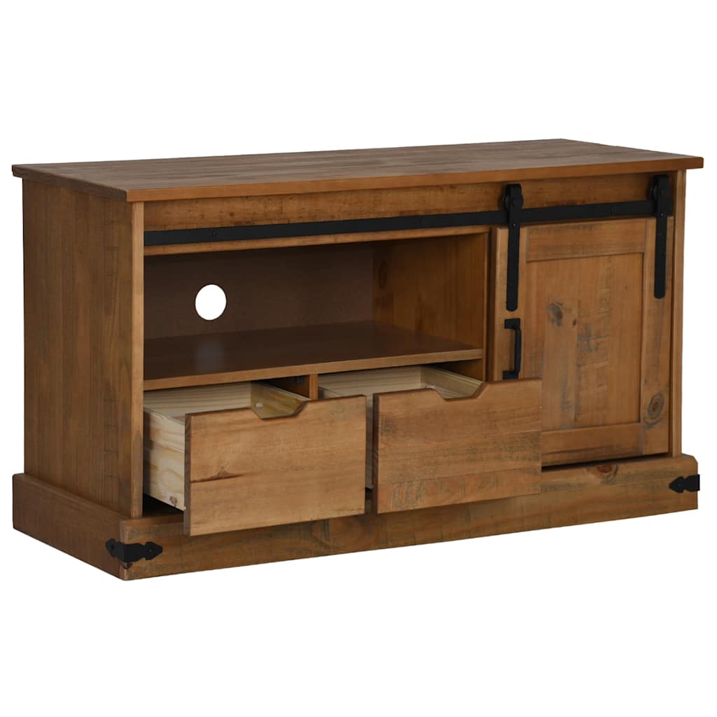 Tv-Meubel Halden Met Schuifdeur 110X40X60 Cm Massief Hout