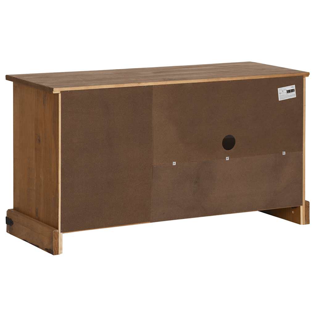 Tv-Meubel Halden Met Schuifdeur 110X40X60 Cm Massief Hout