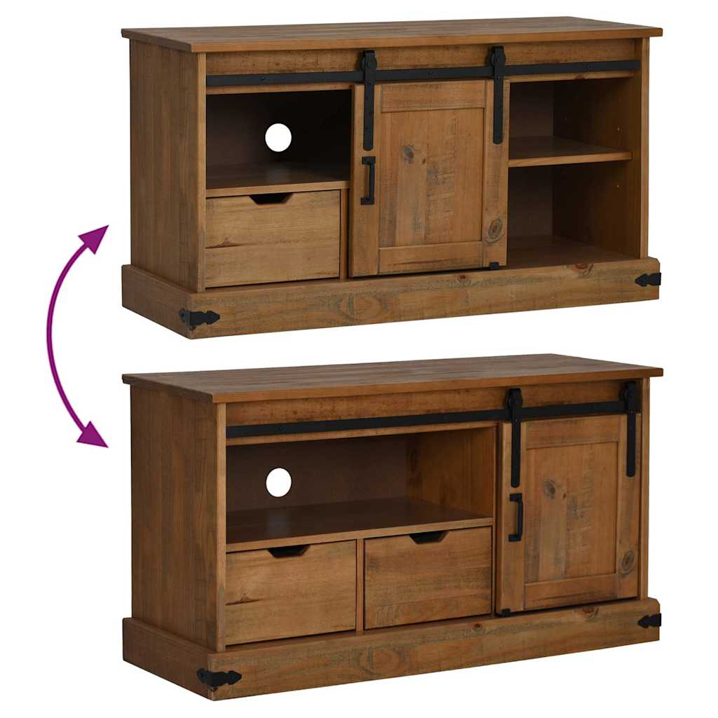 Tv-Meubel Halden Met Schuifdeur 110X40X60 Cm Massief Hout