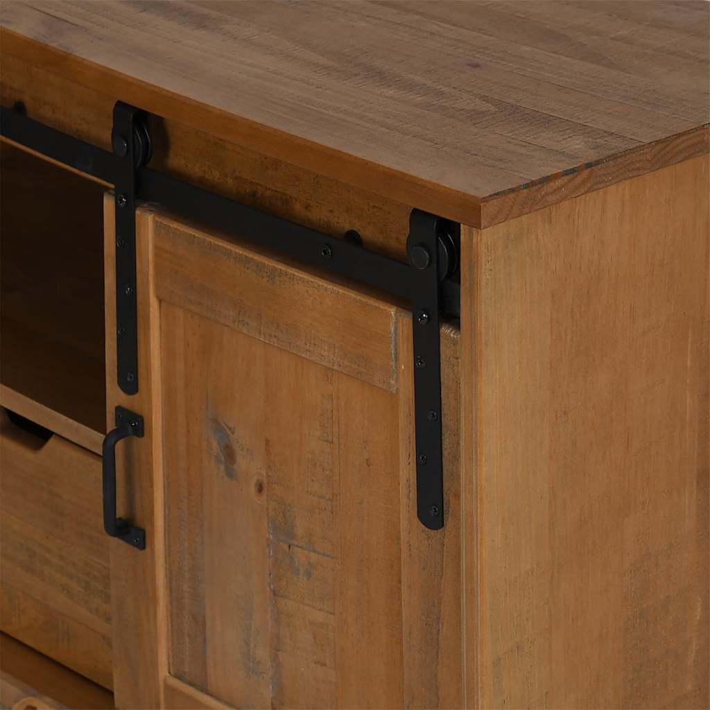 Tv-Meubel Halden Met Schuifdeur 110X40X60 Cm Massief Hout