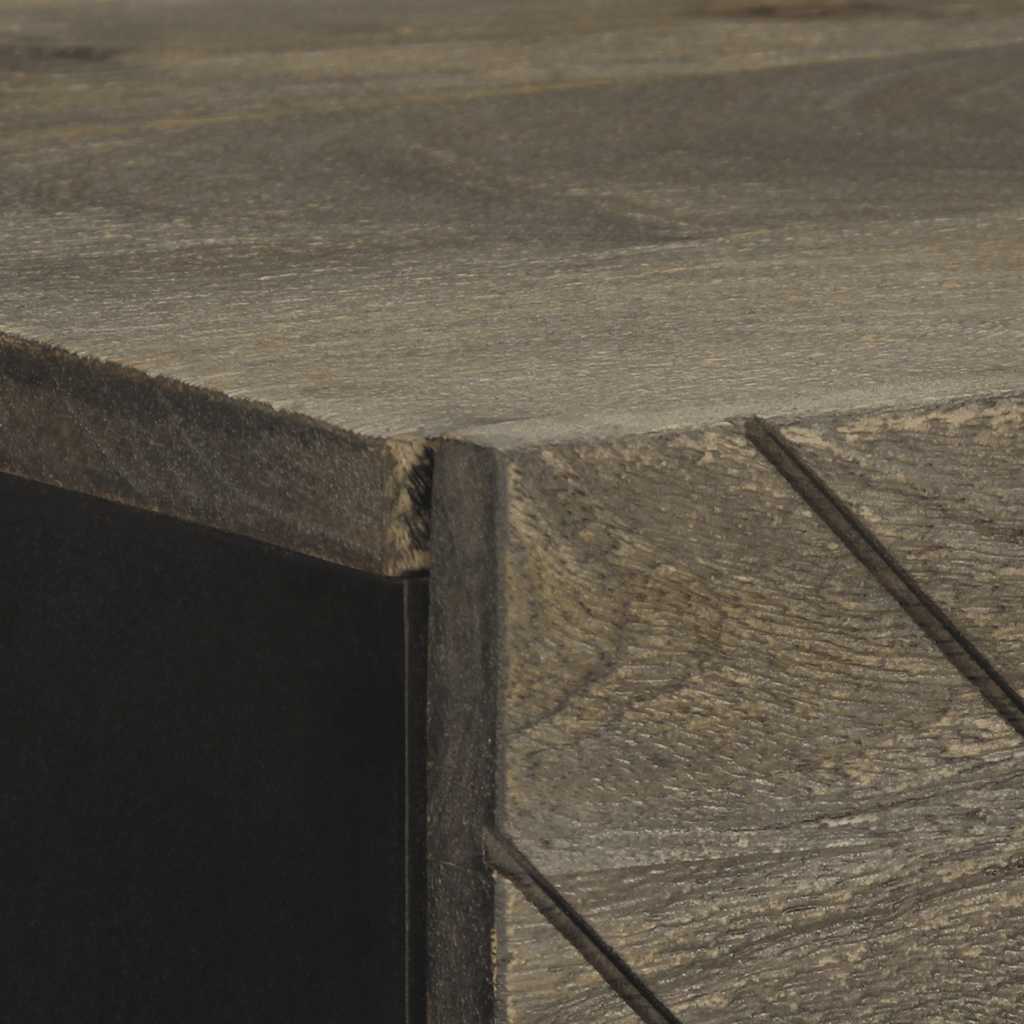 Hoge Kast 40X33X110 Cm Massief Mangohout Zwart