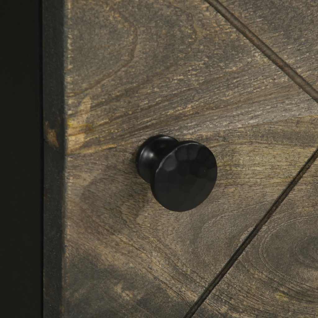 Hoge Kast 40X33X110 Cm Massief Mangohout Zwart