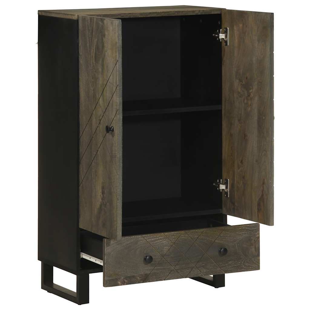 Hoge Kast 60X33X100 Cm Massief Mangohout Zwart