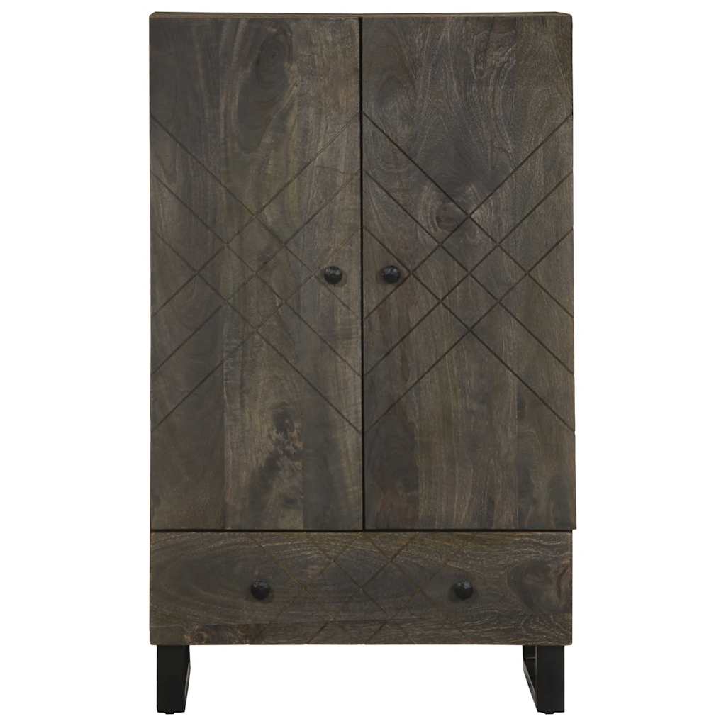 Hoge Kast 60X33X100 Cm Massief Mangohout Zwart