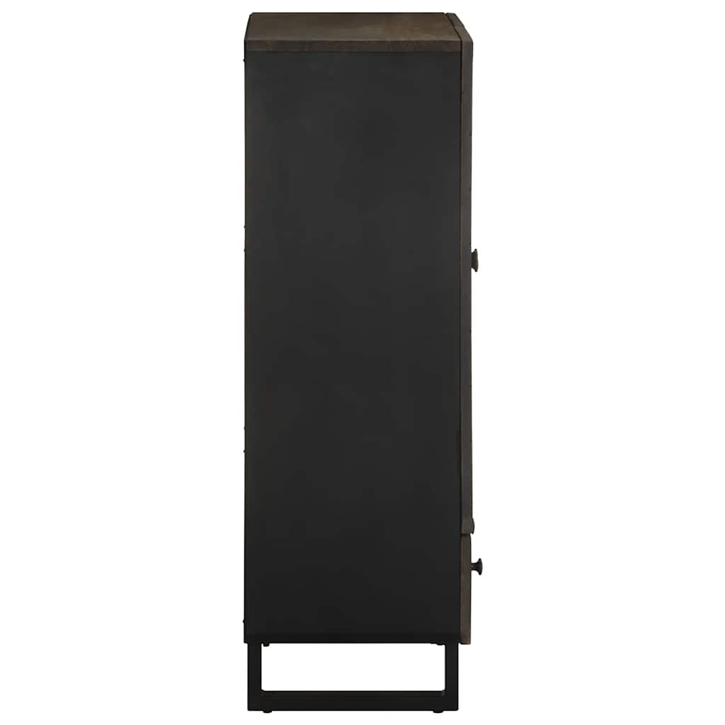 Hoge Kast 60X33X100 Cm Massief Mangohout Zwart