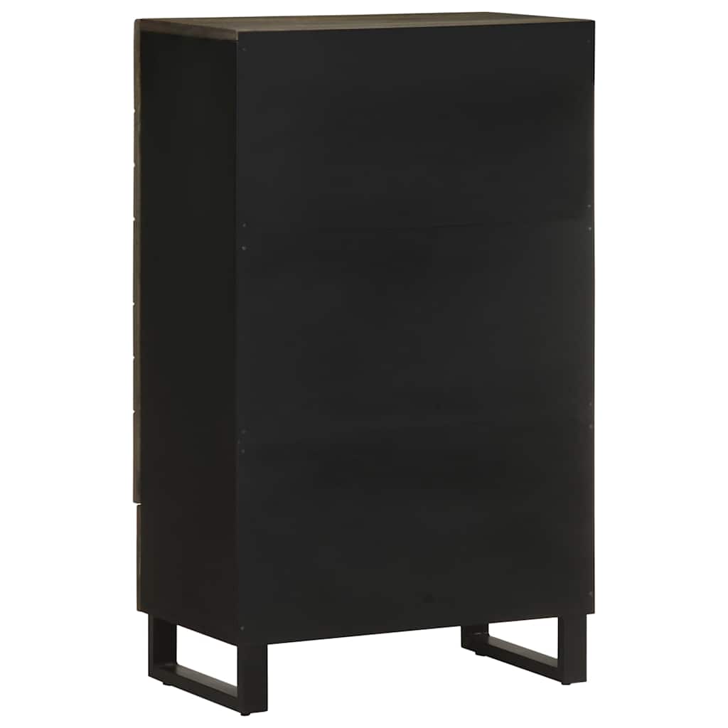 Hoge Kast 60X33X100 Cm Massief Mangohout Zwart