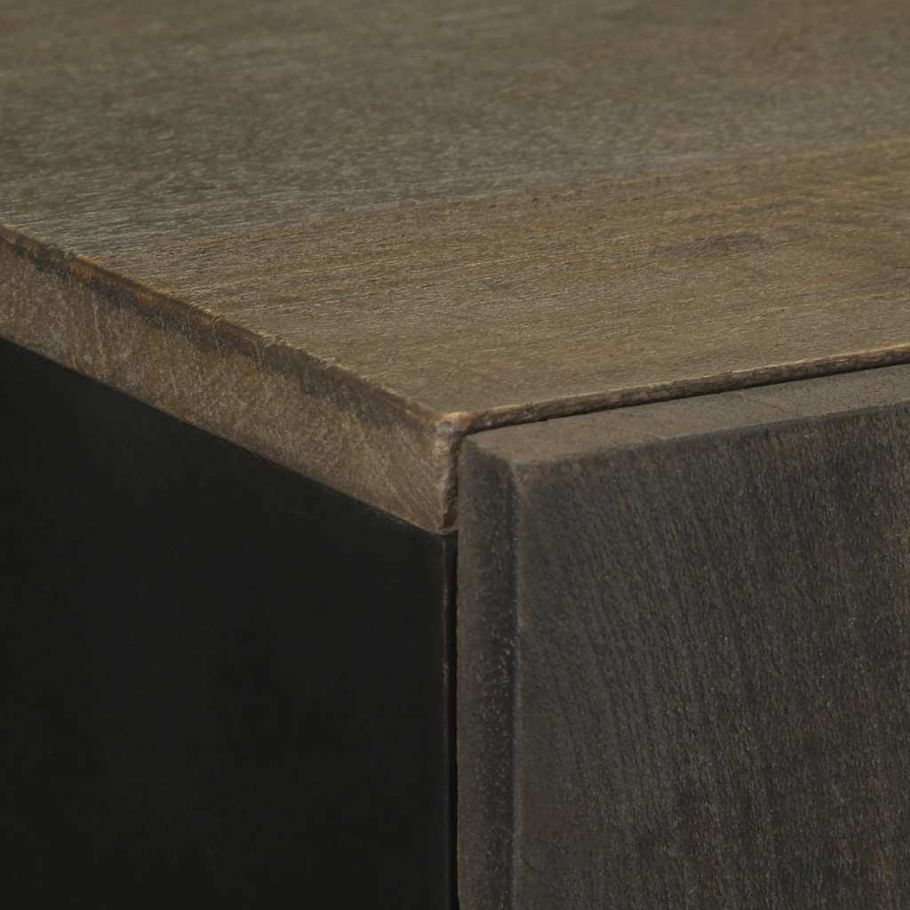 Hoge Kast 60X33X100 Cm Massief Mangohout Zwart