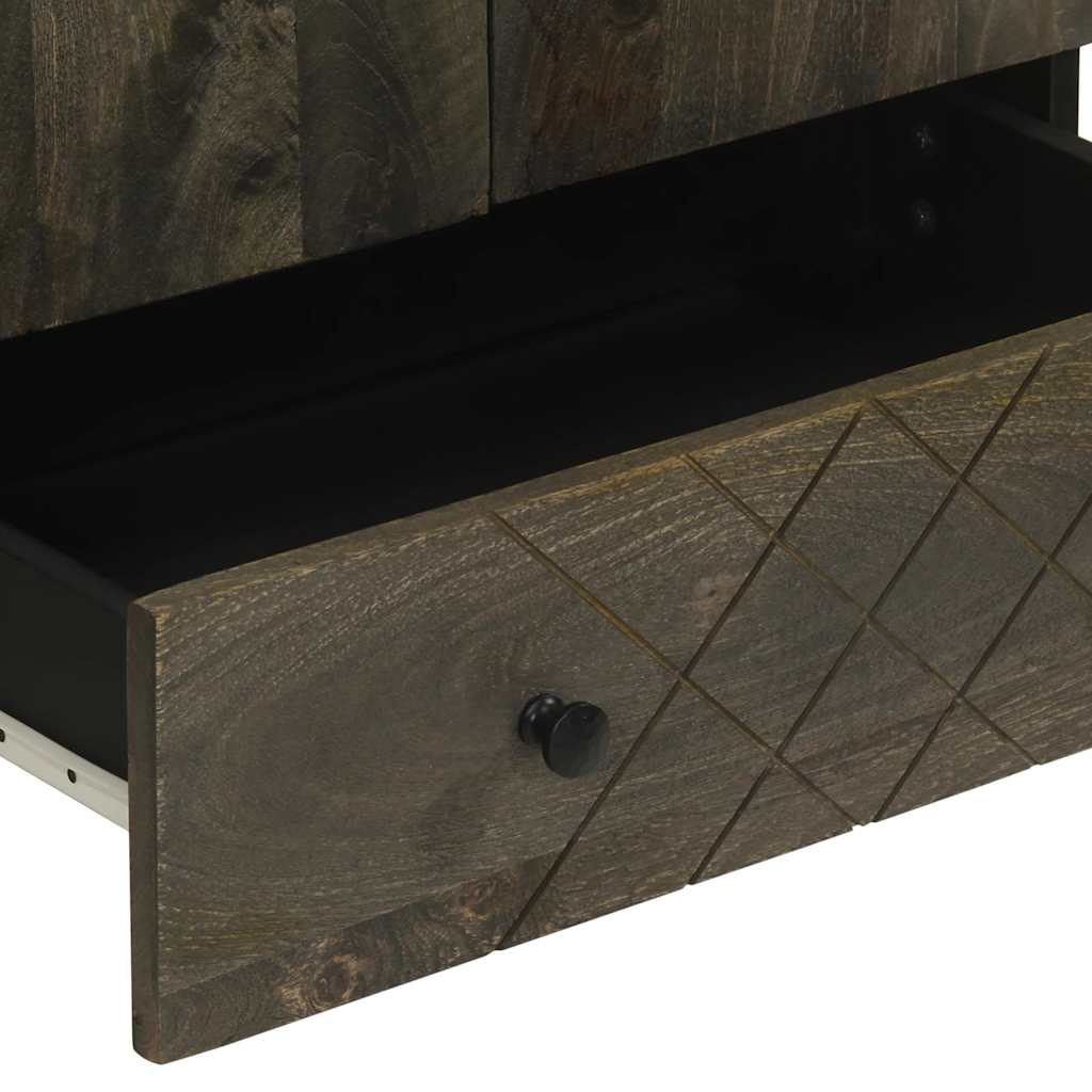 Hoge Kast 60X33X100 Cm Massief Mangohout Zwart