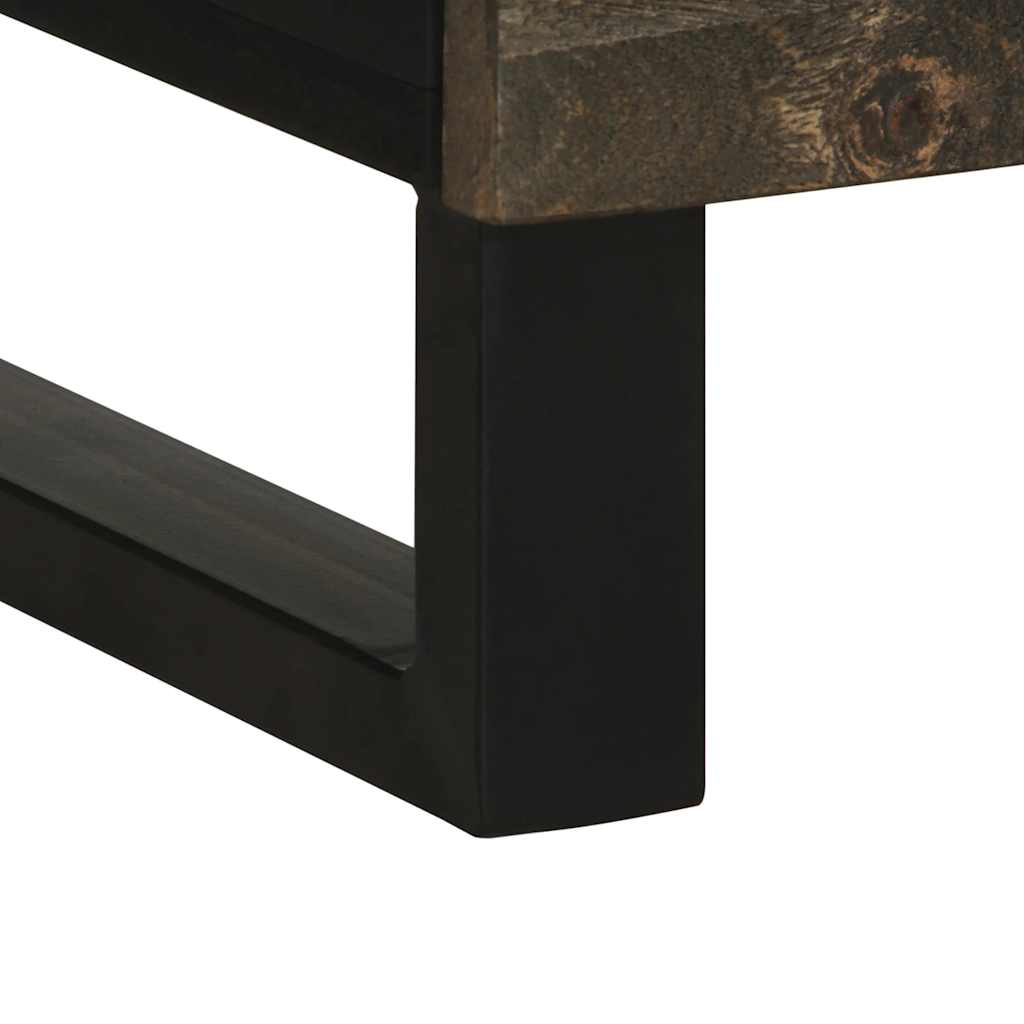 Hoge Kast 60X33X100 Cm Massief Mangohout Zwart