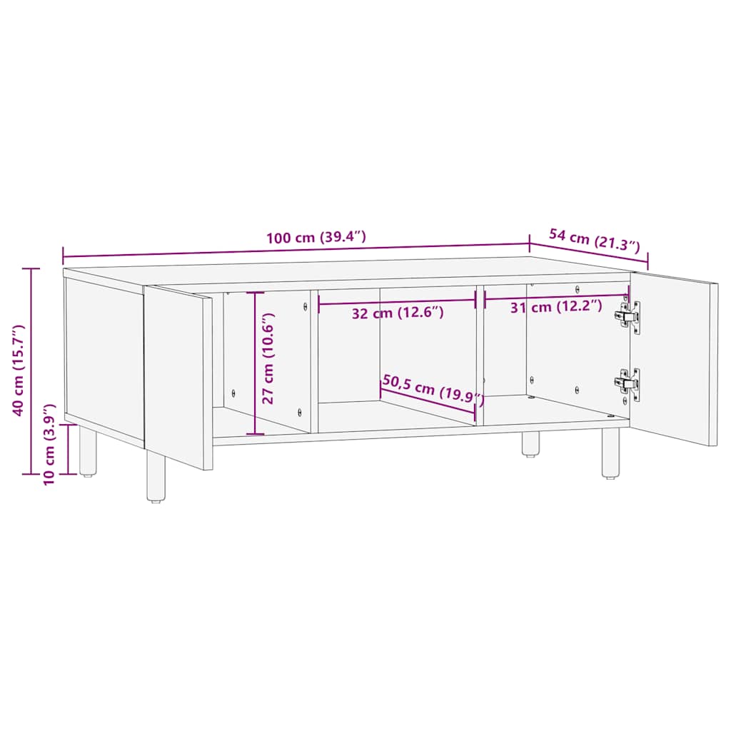 Salontafel 100X54X40 Cm Massief Mango