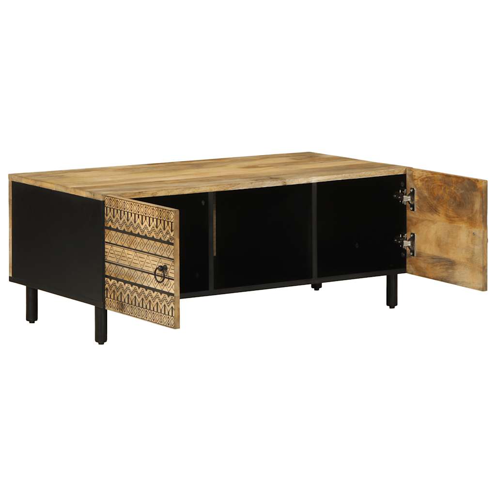Salontafel 100X54X40 Cm Massief Ruw Mangohout Zwart Antraciet