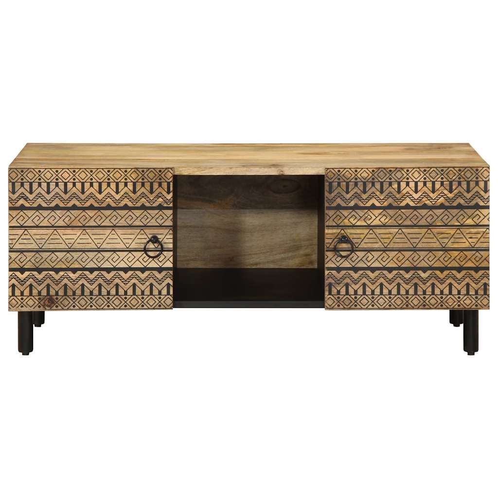 Salontafel 100X54X40 Cm Massief Ruw Mangohout Zwart Antraciet