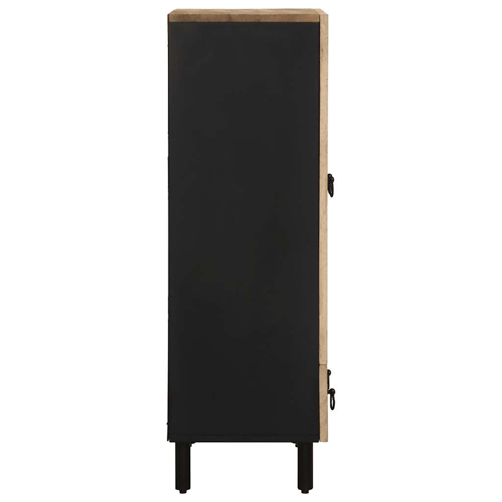 Hoge Kast 60X33,5X110 Cm Massief Ruw Mangohout Zwart