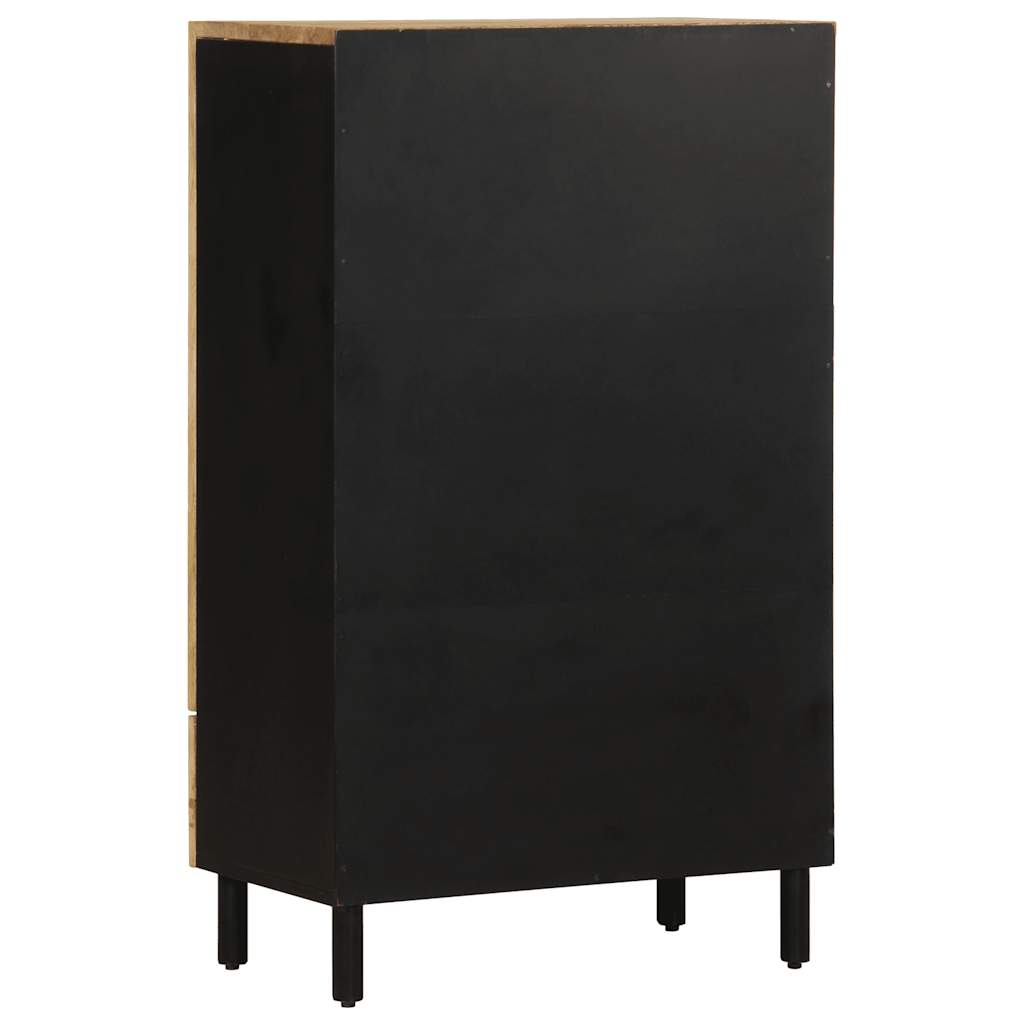 Hoge Kast 60X33,5X110 Cm Massief Ruw Mangohout Zwart