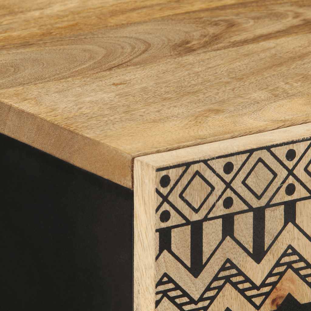 Hoge Kast 60X33,5X110 Cm Massief Ruw Mangohout Zwart