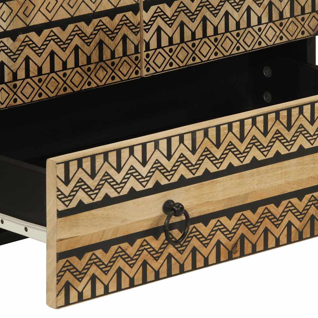 Hoge Kast 60X33,5X110 Cm Massief Ruw Mangohout Zwart