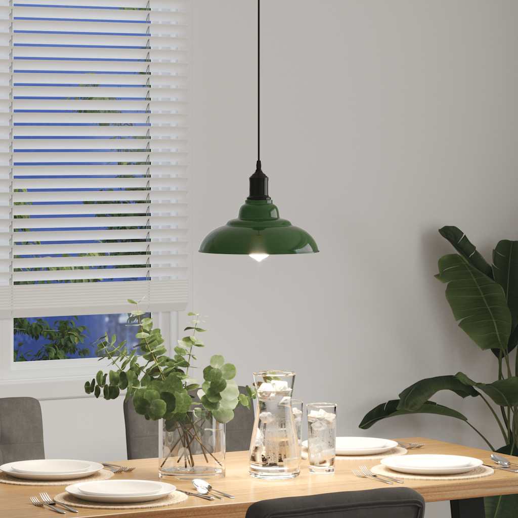 Hanglamp In Hoogte Verstelbaar E27 Ø31 Cm Metaal Glanzend Groen