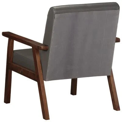 Fauteuil Echt Leer - Grijs Industrieel Ontwerp