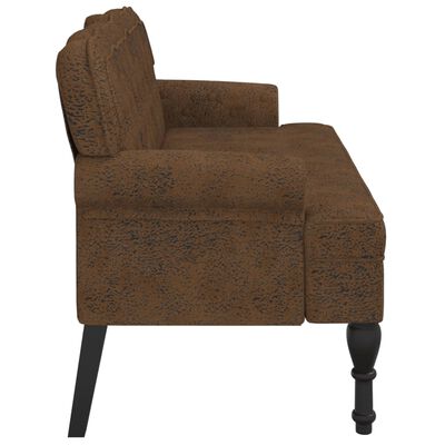 Zitbank met Rugleuning – Kunstsuède Bruin & Klassiek Design
