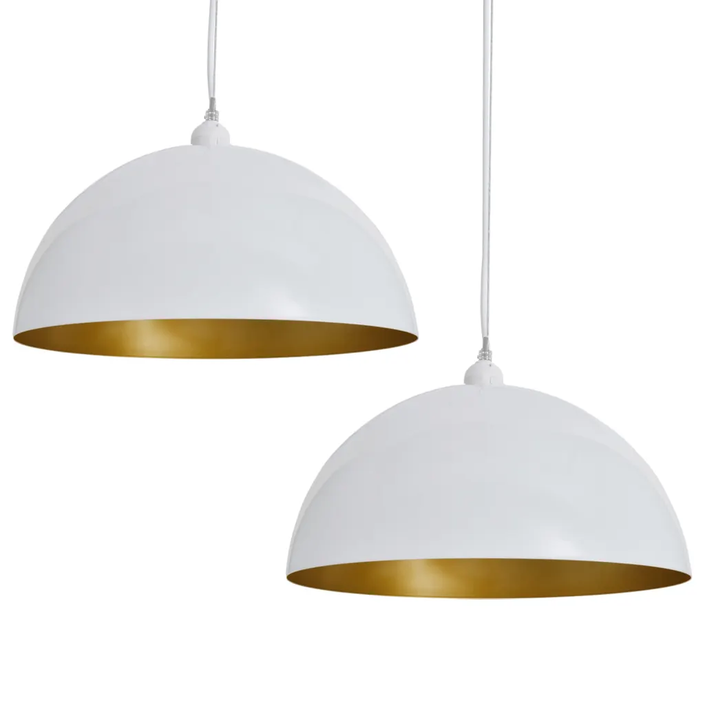 Halfronde Industriële Plafondlampen Verstelbaar - Set van 2 (Zwart/Wit, 35 cm)