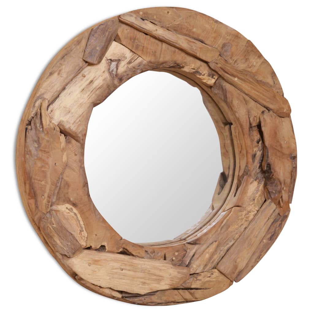 Decoratieve Spiegel Rond Teakhout
