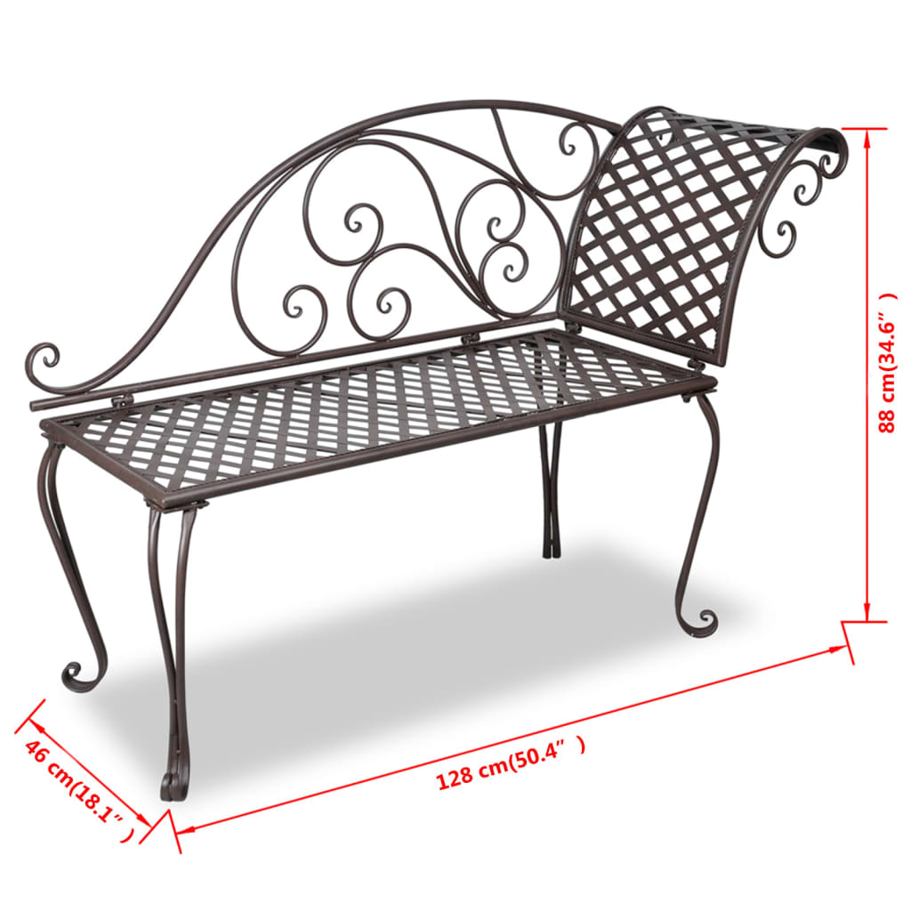 Chaise Longue 128 Cm Staal Antiek