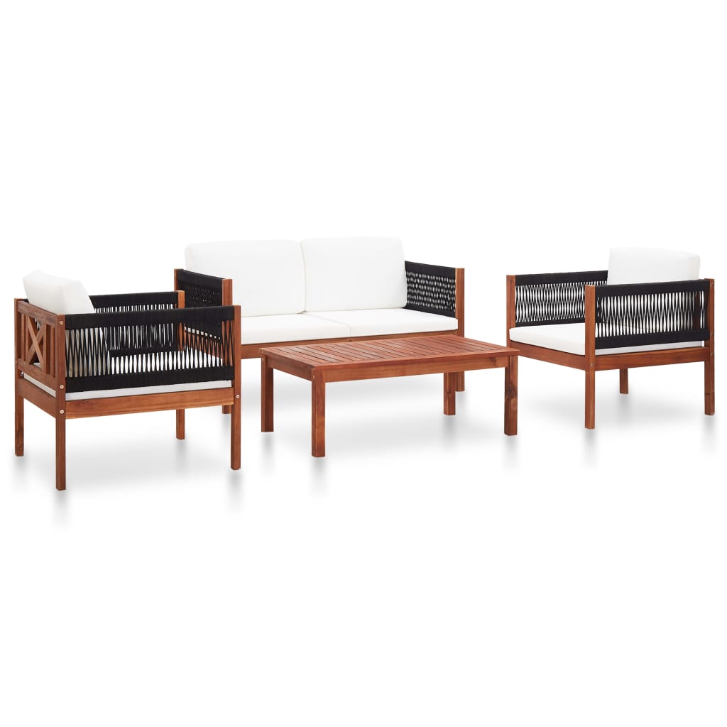 4-Delige Loungeset Massief Acaciahout Peper