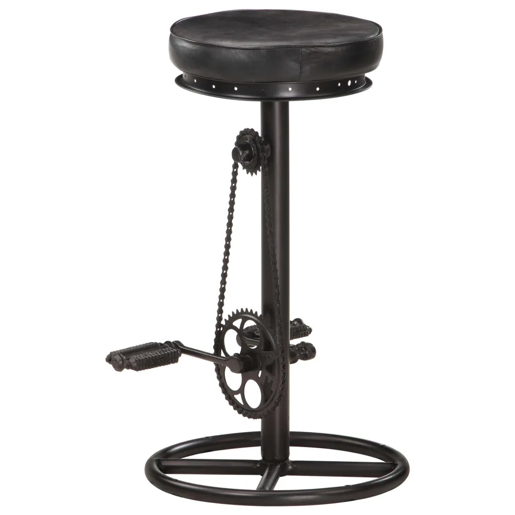 Set van 2 Industriële Barkrukken – Zwart Geitenleer – Authentiek Vintage Design