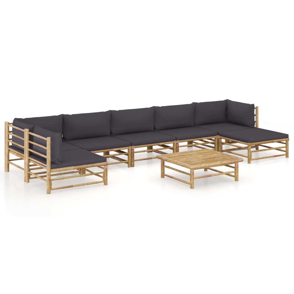 8-Delige Loungeset Met Witte Kussens Bamboe