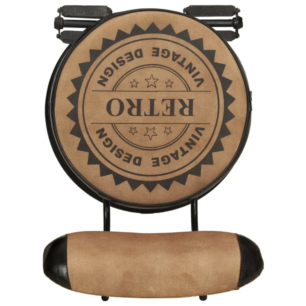 Set van 2 Industriële Barstoelen met Rugleuning – Canvas en Geitenleer – Vintage Design