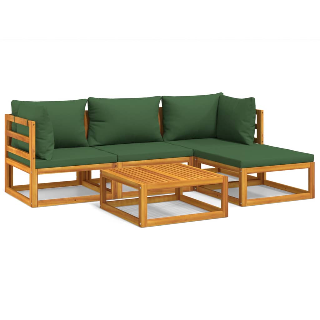 5-Delige Loungeset Met E Kussens Massief Hout