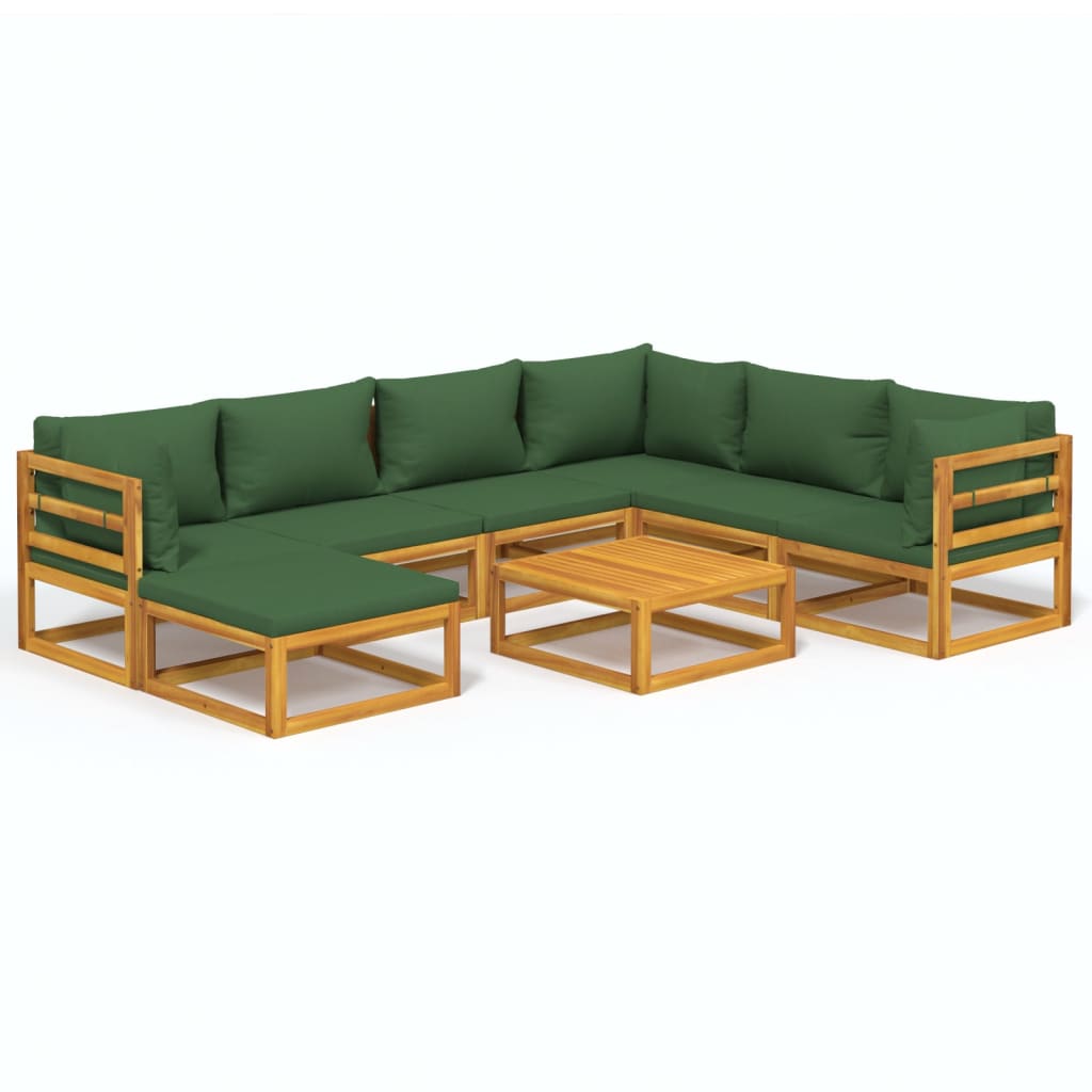 8-Delige Loungeset Met E Kussens Massief Hout