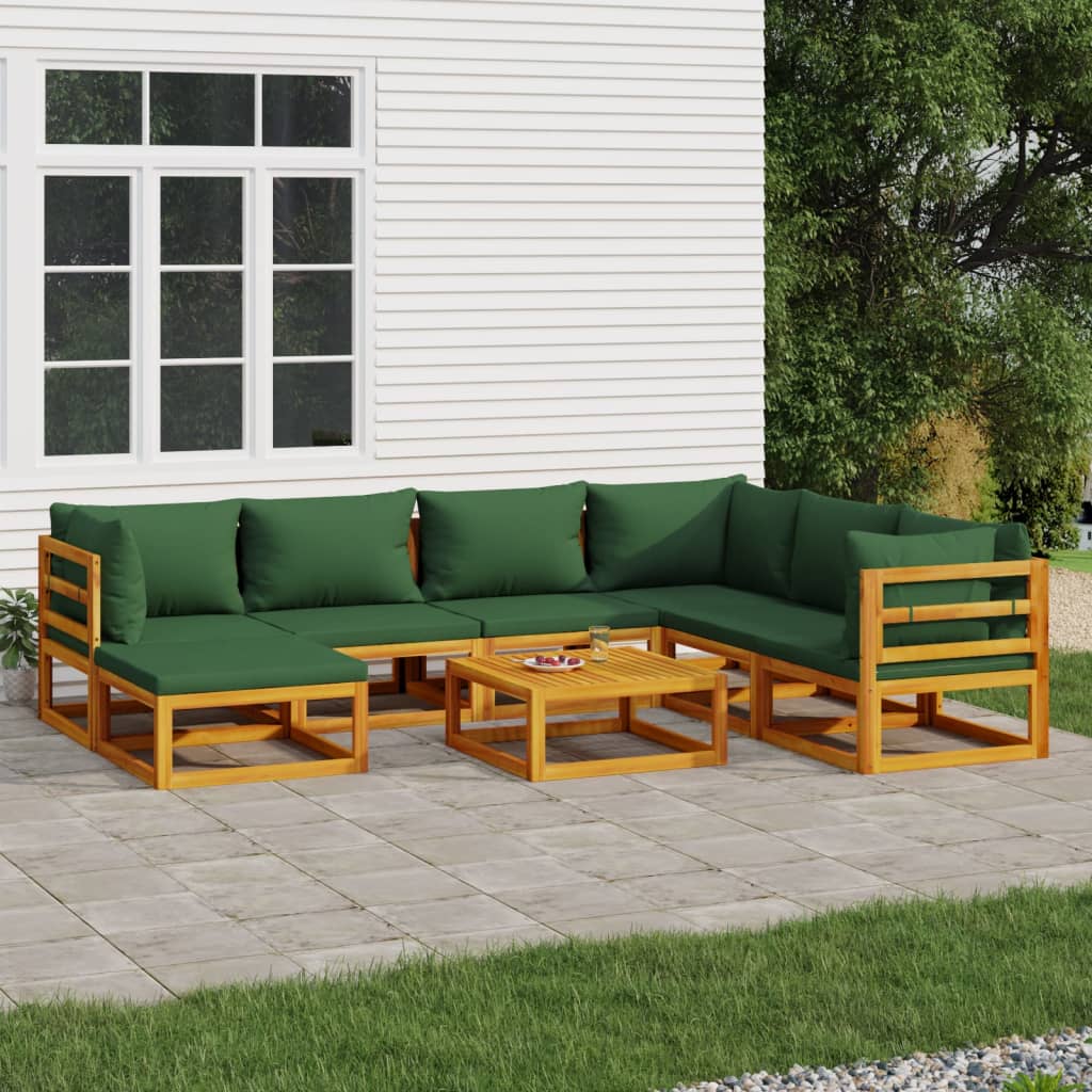 8-Delige Loungeset Met E Kussens Massief Hout
