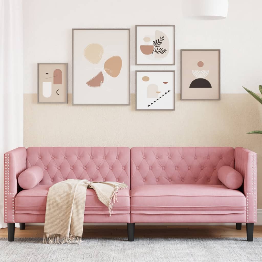 Chesterfield-Stijl Met Bolsters Kunstsuède