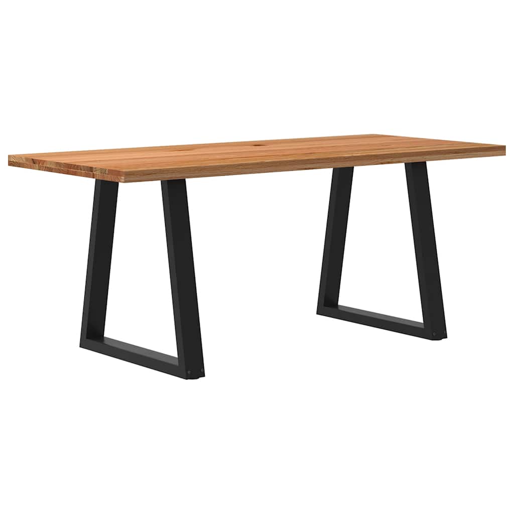 Eettafel Rechthoekig 180X90X74 Cm Massief Eikenhout Lichtbruin Zwart