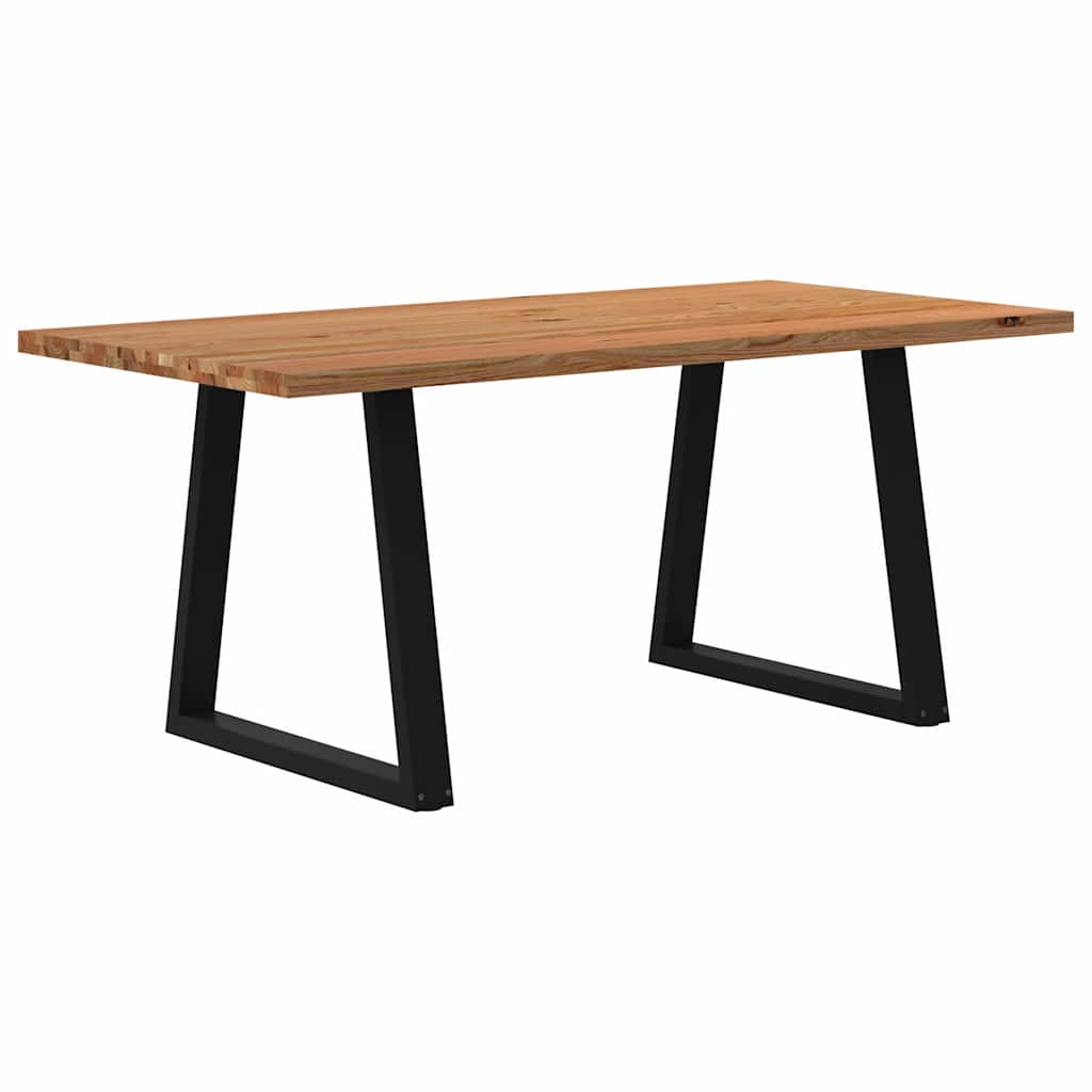 Eettafel Rechthoekig 180X90X74 Cm Massief Eikenhout Lichtbruin Zwart