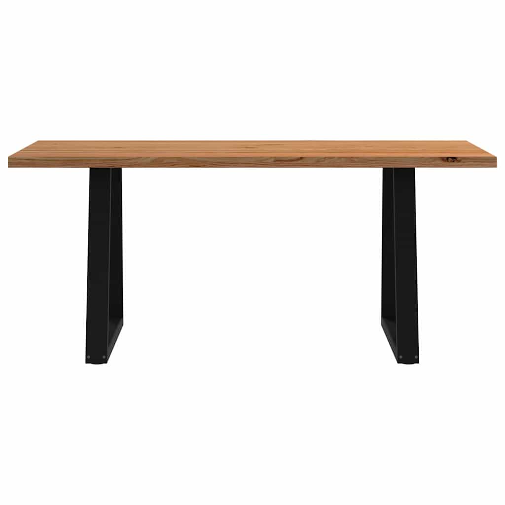 Eettafel Rechthoekig 180X90X74 Cm Massief Eikenhout Lichtbruin Zwart