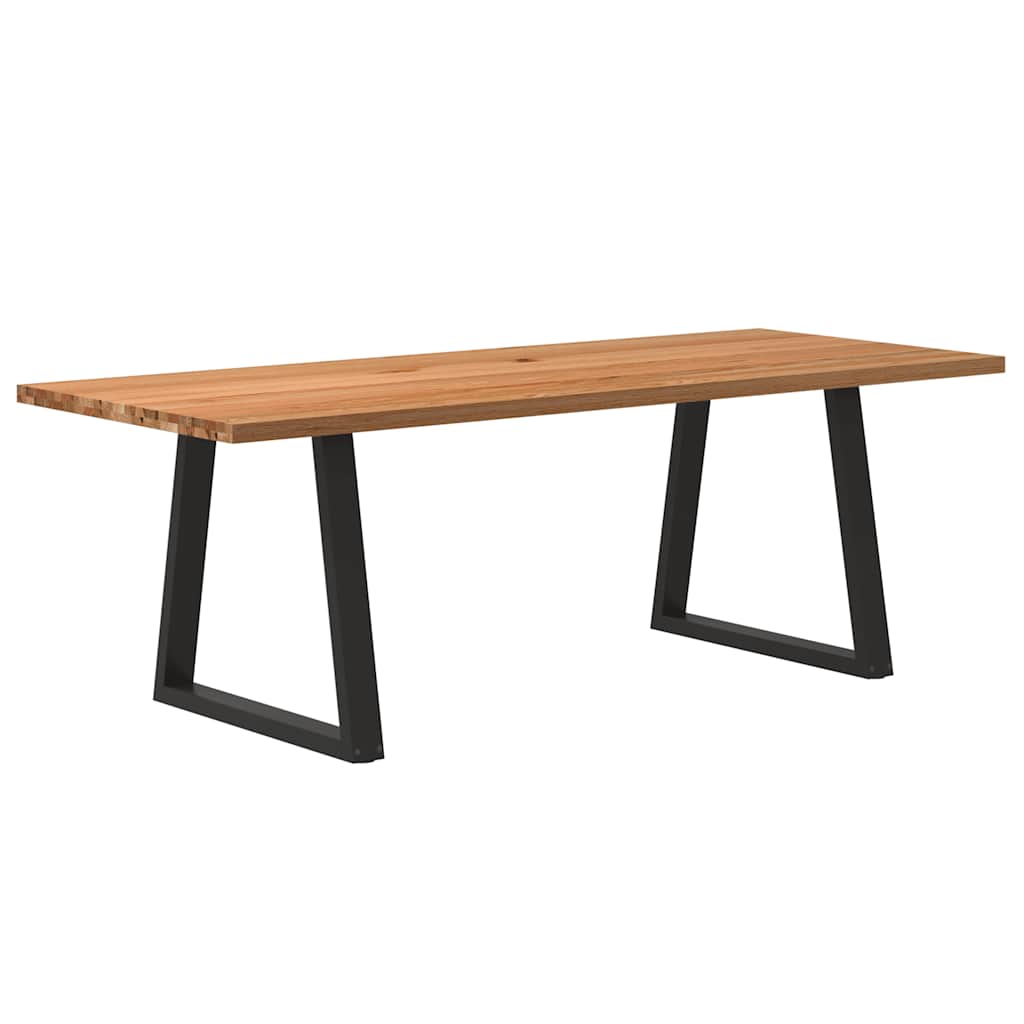Eettafel Rechthoekig 180X90X74 Cm Massief Eikenhout Lichtbruin Zwart