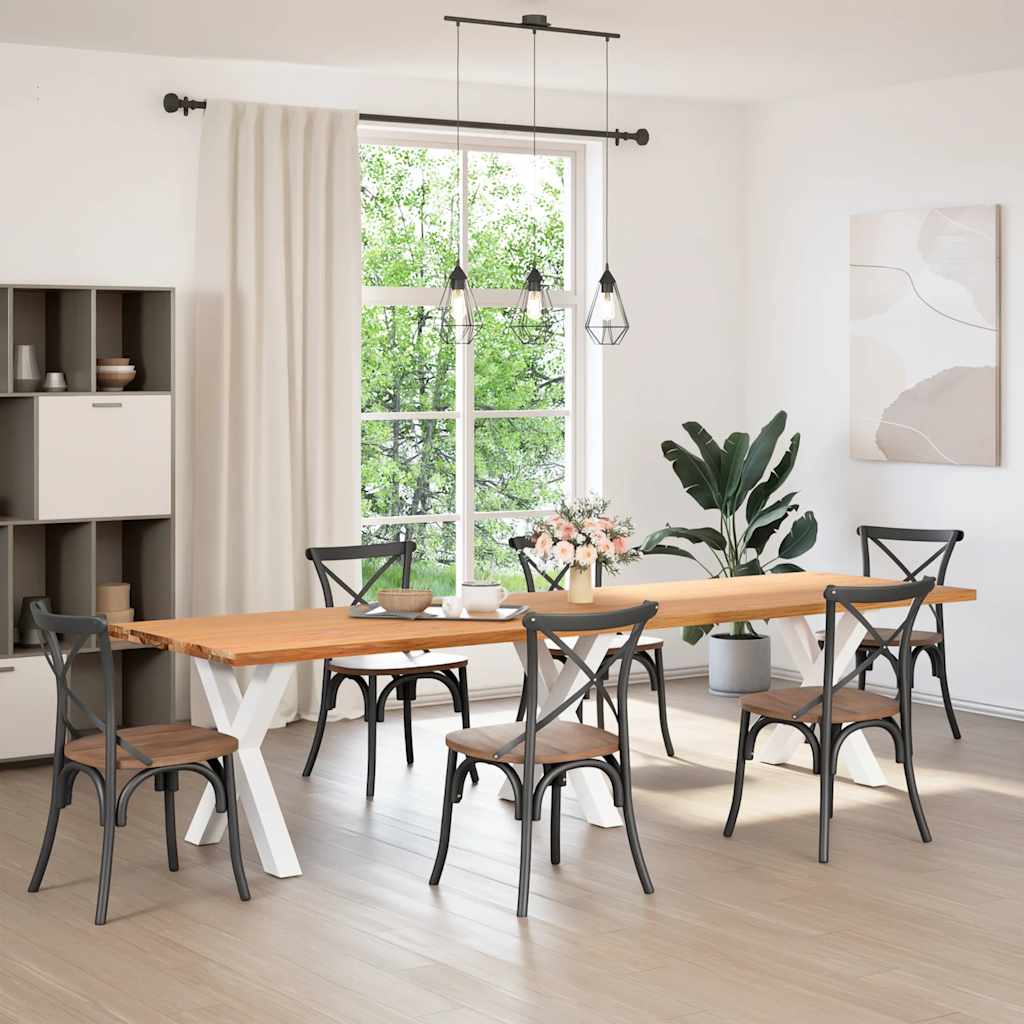 Eettafel Rechthoekig Massief Eikenhout Lichtbruin