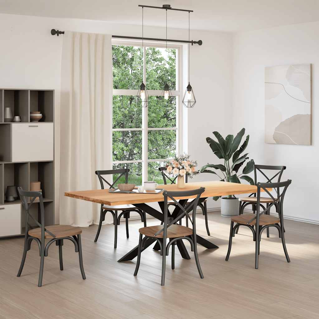 Eettafel Rechthoekig Massief Eikenhout Lichtbruin