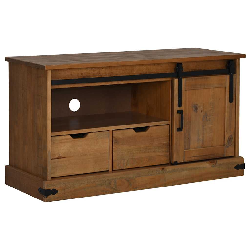 Tv-Meubel Halden Met Schuifdeur 110X40X60 Cm Massief Hout