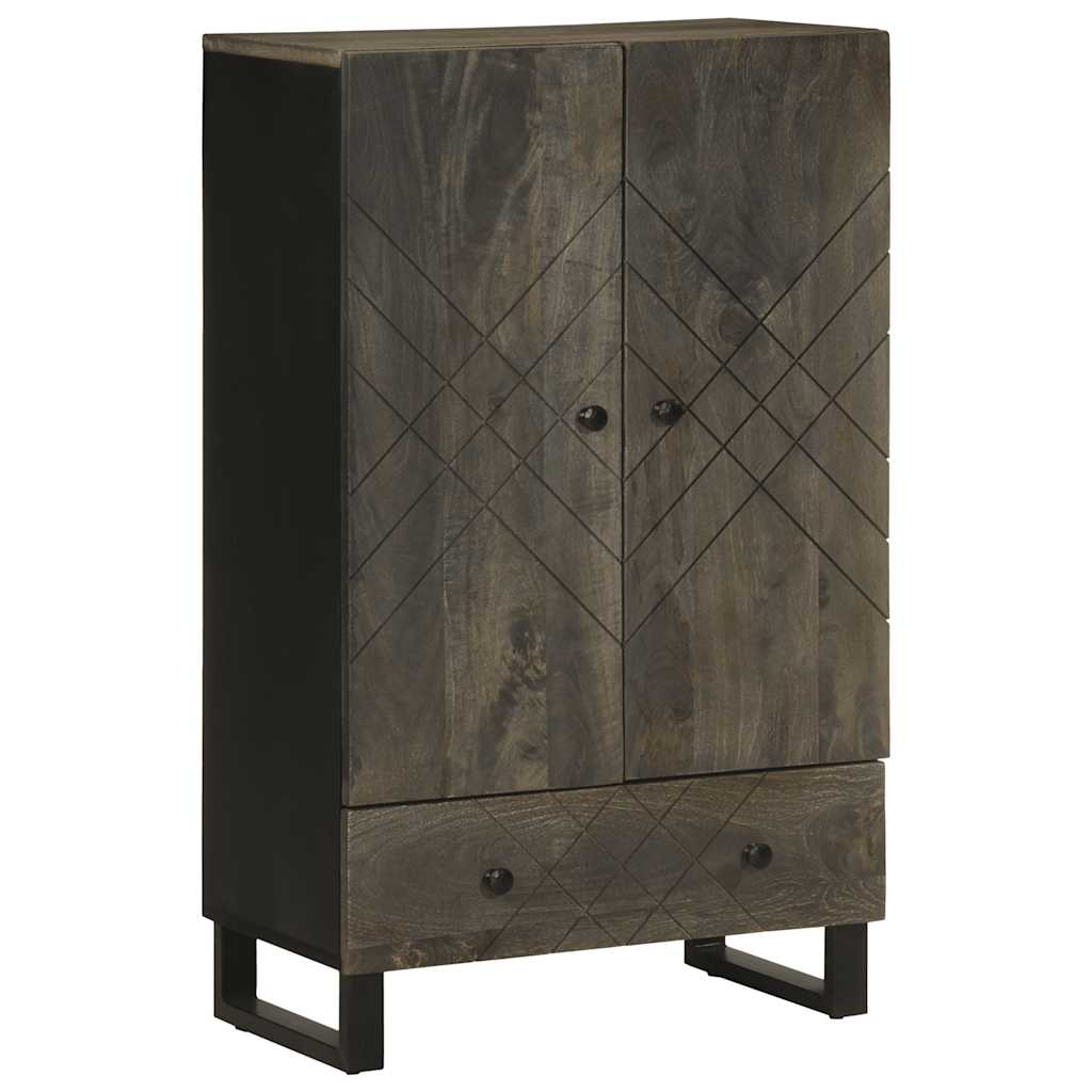 Hoge Kast 60X33X100 Cm Massief Mangohout Zwart